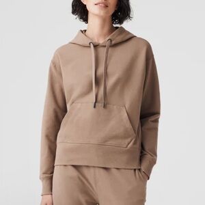 Mack Weldon ACE Women's Pullover Hooded Sweatshirt Size Medium Laurel Canyon Tan